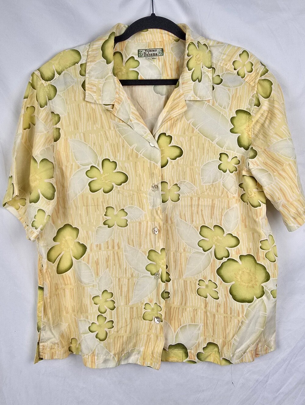 Tommy Bahama Tencel Linen Blend Boxy Hawaiian Resortwear Top sz XL